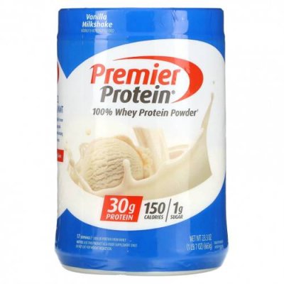 Premier Protein, Порошок из 100% сывороточного протеина, ванильный молочный коктейль, 663 г (1 фунт 7 унций) / Сывороточные белковые смеси | Аптека | V4.Ru: Маркетплейс