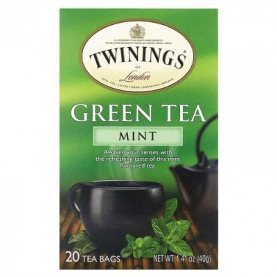 Twinings, Зеленый чай, мята, 20 чайных пакетиков, 40 г (1,41 унции) / Зеленый чай, продукты | Аптека | V4.Ru: Маркетплейс