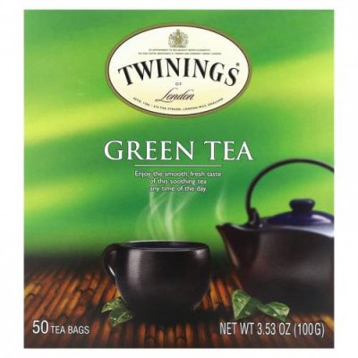 Twinings, Зеленый чай, 50 чайных пакетиков, 100 г (3,53 унции) / Зеленый чай, продукты | Аптека | V4.Ru: Маркетплейс