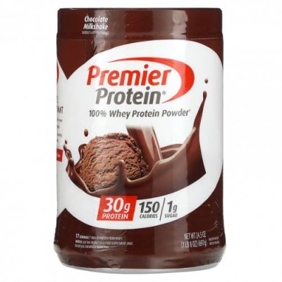 Premier Protein, Порошок из 100% сывороточного протеина, шоколадный молочный коктейль, 697 г (1 фунт 8 унций) / Сывороточные белковые смеси | Аптека | V4.Ru: Маркетплейс