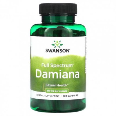 Swanson, Full Spectrum Damiana, 510 мг, 100 капсул / Дамиана | Аптека | V4.Ru: Маркетплейс