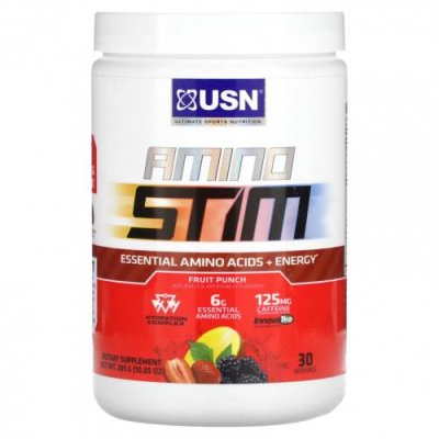 USN, Amino Stim, незаменимые аминокислоты и энергия, фруктовый пунш, 285 г (10,05 унции) / BCAA | Аптека | V4.Ru: Маркетплейс