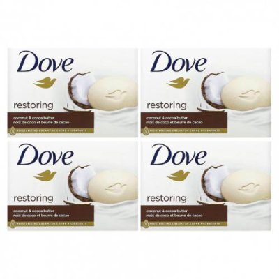 Dove, Косметическое мыло Purely Pampering, аромат «Кокосовое молоко и лепестки жасмина», 4 шт. по 113 г / Кусковое мыло | Аптека | V4.Ru: Маркетплейс