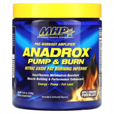 MHP, Anadrox Pump & Burn, предтренировочный усилитель, яблочно-коричный крем, 279 г (9,84 унции) / Жиросжигатели | Аптека | V4.Ru: Маркетплейс