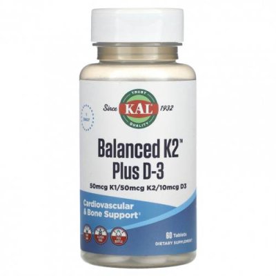 KAL, Balanced K2 Plus D3, 60 Tablets / Витамин К | Аптека | V4.Ru: Маркетплейс