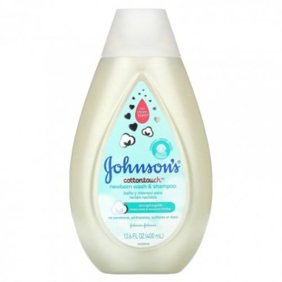 Johnson & Johnson, Cottontouch, средство для душа и шампунь для новорожденных, 400 мл (13,6 жидк. Унции) / Шампунь и средство для купания все в одном | Аптека | V4.Ru: Маркетплейс