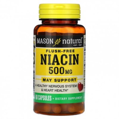 Mason Natural, Ниацин, без смыва, 500 мг, 60 капсул / B3 Ниацин | Аптека | V4.Ru: Маркетплейс