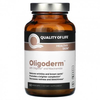 Quality of Life Labs, Oligoderm с олигонолом и ниацинамидом, 60 растительных капсул / Антиоксидантные формулы | Аптека | V4.Ru: Маркетплейс