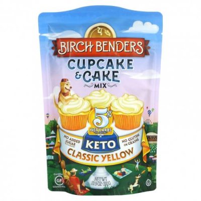 Birch Benders, Cupcake & Cake, кето, классический желтый, 310 г (10,9 унции) / Смесь для приготовления тортов | Аптека | V4.Ru: Маркетплейс