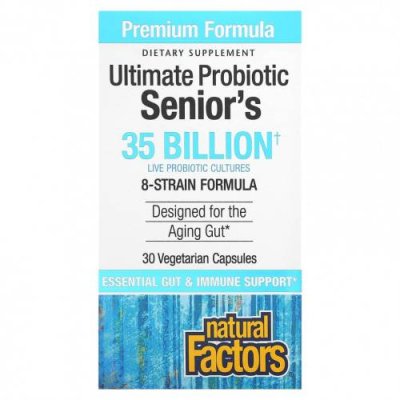 Natural Factors, Ultimate Probiotic, для пожилых людей, 35 млрд КОЕ, 30 вегетарианских капсул / Пробиотики | Аптека | V4.Ru: Маркетплейс