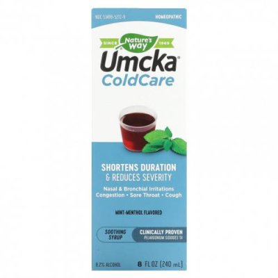 Nature's Way, Umcka, ColdCare, Soothing Syrup, Mint Menthol , 8 oz (240 ml) / Аптечка и средства первой помощи | Аптека | V4.Ru: Маркетплейс