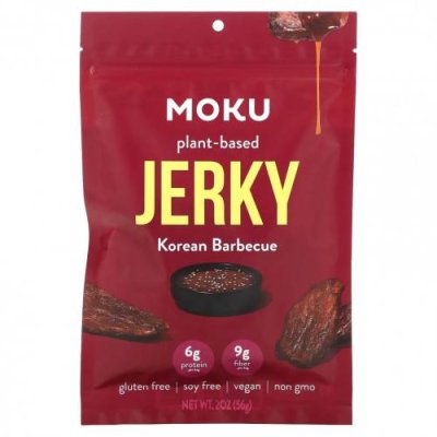 Moku, Растительное вяленое мясо, корейское барбекю, 56 г (2 унции) / Вяленое мясо и мясные закуски | Аптека | V4.Ru: Маркетплейс