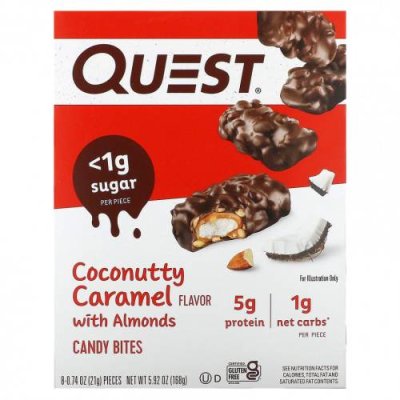 Quest Nutrition, Candy Bites, кокосовая карамель с миндалем, 8 шт., 21 г (0,74 унции) / Шоколад | Аптека | V4.Ru: Маркетплейс