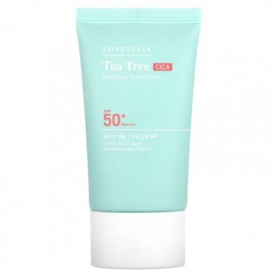 Bring Green, Успокаивающий солнцезащитный крем Tea Tree CICA, SPF 50+ PA ++++, 50 мл (1,69 жидк. Унции) / Солнцезащитные средства, лицо | Аптека | V4.Ru: Маркетплейс