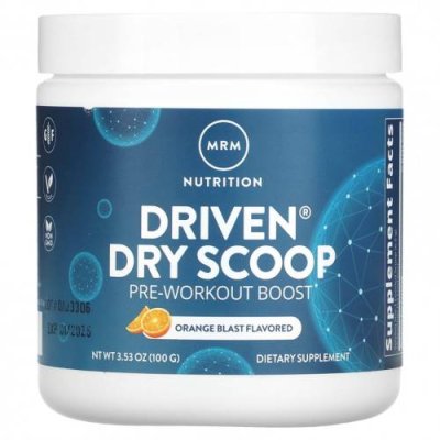 MRM Nutrition, Driven Dry Scoop, предтренировочная добавка, апельсиновый сок, 100 г (3,53 унции) / Стимуляторы | Аптека | V4.Ru: Маркетплейс