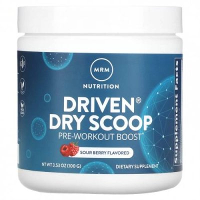 MRM Nutrition, Driven Dry Scoop, предтренировочная добавка, кислая ягода, 100 г (3,53 унции) / Кофеин | Аптека | V4.Ru: Маркетплейс