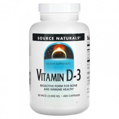 Source Naturals, Витамин D-3, 50 мкг (2000 МЕ), 400 капсул / Витамин D | Аптека | V4.Ru: Маркетплейс