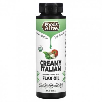 Foods Alive, Dressing Made with Flax Oil, Creamy Italian, 8 fl oz, (236 ml) / Заправки | Аптека | V4.Ru: Маркетплейс