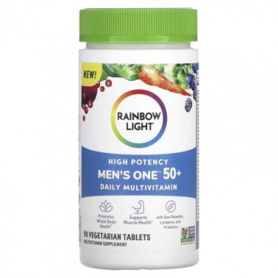 Rainbow Light, Men's One 50+ Daily, мультивитамины, высокая эффективность, 90 вегетарианских таблеток / Мультивитамины для пожилых | Аптека | V4.Ru: Маркетплейс