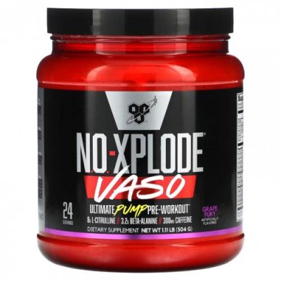 BSN, No-Xplode VASO, Ultimate Pump перед тренировкой, Grape Fury, 504 г (1,11 фунта) / Стимуляторы | Аптека | V4.Ru: Маркетплейс