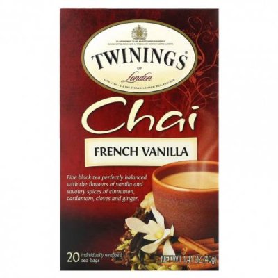 Twinings, Chai, французская ваниль, 20 чайных пакетиков, 40 г (1,41 унции) / Чай Масала | Аптека | V4.Ru: Маркетплейс