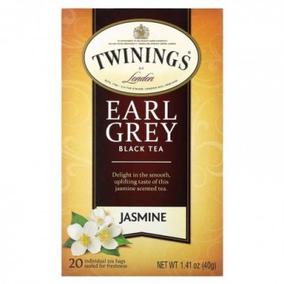 Twinings, Black Tea, Earl Grey, жасмин, 20 отдельных чайных пакетиков, 40 г (1,41 унции) / Чай Эрл Грей | Аптека | V4.Ru: Маркетплейс