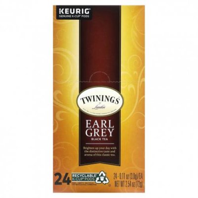 Twinings, Черный чай Earl Grey, 24 K-чашки, по 3 г (0,11 унции) / Чай Эрл Грей | Аптека | V4.Ru: Маркетплейс