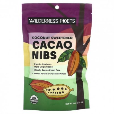 Wilderness Poets, Coconut Sweetened Cacao Nibs, 8 oz (226 g) / Какао | Аптека | V4.Ru: Маркетплейс