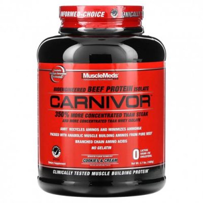 MuscleMeds, Carnivor, биоинженерный изолят говяжьего протеина, печенье и сливки, 1680 г (3,7 фунта) / Говяжий белок | Аптека | V4.Ru: Маркетплейс