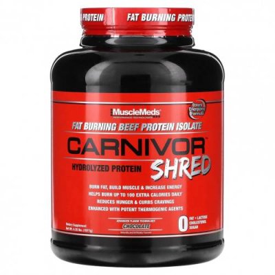 MuscleMeds, Carnivor Shred, гидролизованный протеин, шоколад, 1977 г (4,35 фунта) / Жиросжигатели | Аптека | V4.Ru: Маркетплейс