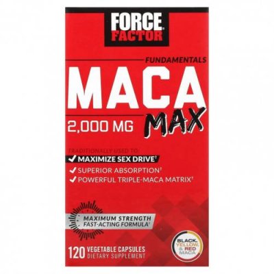 Force Factor, Fundamentals, Maca Max, 500 мг, 120 растительных капсул / Мака | Аптека | V4.Ru: Маркетплейс