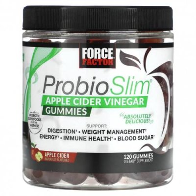 Force Factor, ProbioSlim, жевательные мармеладки с яблочным уксусом, 120 жевательных таблеток / Пребиотики | Аптека | V4.Ru: Маркетплейс