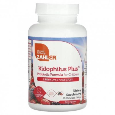 Zahler, Kidophilus Plus, пробиотическая смесь для детей, ягоды, 1 млрд КОЕ, 90 жевательных таблеток / Пробиотики для детей | Аптека | V4.Ru: Маркетплейс