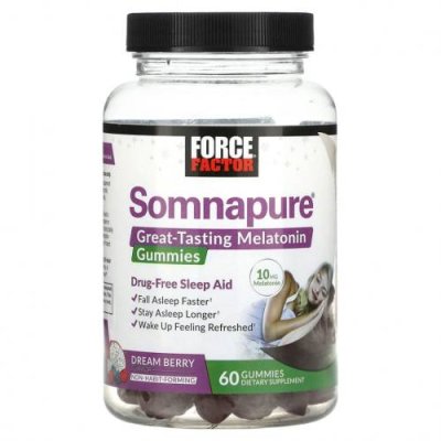 Force Factor, Somnapure, вкусные жевательные таблетки с мелатонином, 5 мг, ягодный вкус, 60 жевательных таблеток / Мелатонин | Аптека | V4.Ru: Маркетплейс