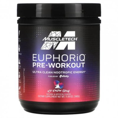 MuscleTech, EuphoriQ Pre-Workout, ледяной конус, 340 г (11,99 унции) / Стимуляторы | Аптека | V4.Ru: Маркетплейс