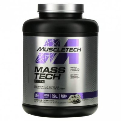 MuscleTech, Mass Tech Elite, печенье и сливки, 2,72 кг (6 фунтов) / Гейнеры | Аптека | V4.Ru: Маркетплейс