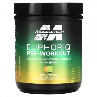 MuscleTech, EuphoriQ, предтренировочный комплекс, лимонад юдзу, 340 г (11,99 унции) / Стимуляторы | Аптека | V4.Ru: Маркетплейс