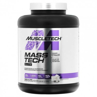 MuscleTech, Mass Tech Elite, Vanilla Cake, 6 lbs (2.72 kg) / Гейнеры | Аптека | V4.Ru: Маркетплейс