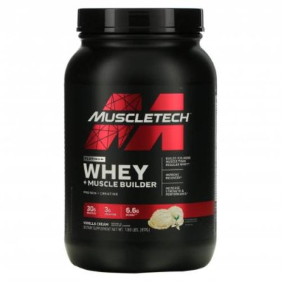 MuscleTech, Platinum Whey + Muscle Builder, ванильный крем, 817 г (1,8 фунта) / Сывороточные белковые смеси | Аптека | V4.Ru: Маркетплейс