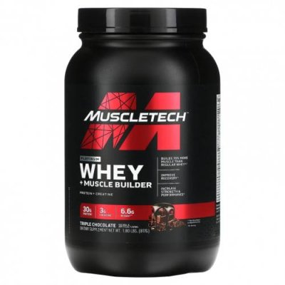 MuscleTech, Platinum Whey + Muscle Builder, тройной шоколад, 817 г (1,8 фунта) / Сывороточные белковые смеси | Аптека | V4.Ru: Маркетплейс