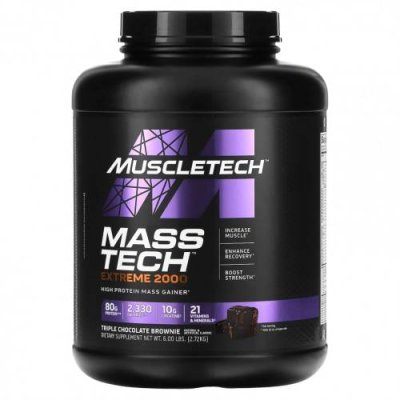 MuscleTech, Mass Tech Extreme 2000, брауни с тройным шоколадом, 2,72 кг (6 фунтов) / Гейнеры | Аптека | V4.Ru: Маркетплейс