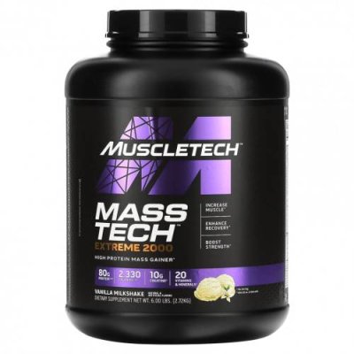 MuscleTech, Mass Tech Extreme 2000, Vanilla Milkshake, 6 lbs (2.72 kg) / Гейнеры | Аптека | V4.Ru: Маркетплейс