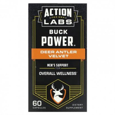 Action Labs, Для мужчин, Buck Power, бархат из оленьих рогов, 60 капсул / Экстракт пантов оленя | Аптека | V4.Ru: Маркетплейс