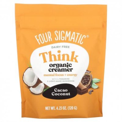 Four Sigmatic, Органические сливки, какао и кокос, 120 г (4,23 унции) / Сливки и усилители вкуса | Аптека | V4.Ru: Маркетплейс