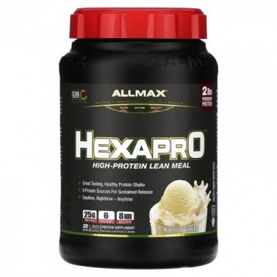 ALLMAX, Hexapro, постная еда с высоким содержанием белка, французская ваниль, 907 г (2 фунта) / Протеиновые смеси | Аптека | V4.Ru: Маркетплейс