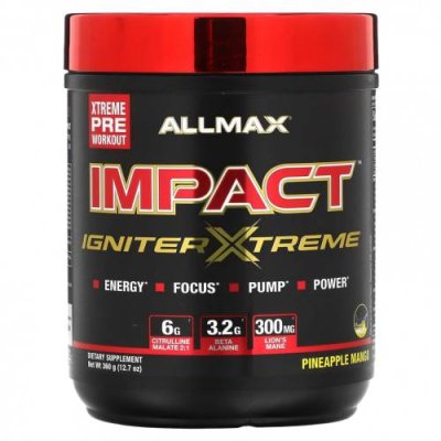 ALLMAX, Impact, Igniter Xtreme, Pineapple Mango, 12.7 oz (360 g) / Цитруллина малат | Аптека | V4.Ru: Маркетплейс