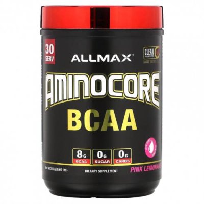 ALLMAX, AMINOCORE BCAA, розовый лимонад, 315 г (0,69 фунта) / BCAA | Аптека | V4.Ru: Маркетплейс