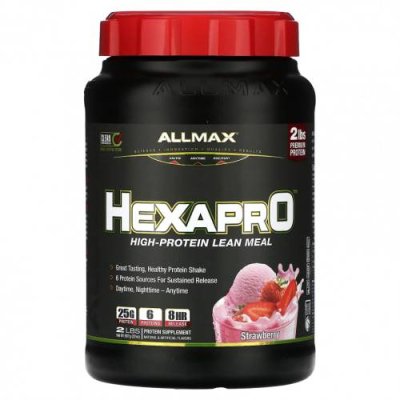 ALLMAX, Hexapro, постная еда с высоким содержанием белка, клубника, 907 г (2 фунта) / Протеиновые смеси | Аптека | V4.Ru: Маркетплейс