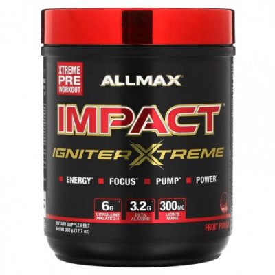 ALLMAX, IMPACT Igniter Xtreme, Pre-Workout, Fruit Punch, 12.7 oz (360 g) / Цитруллина малат | Аптека | V4.Ru: Маркетплейс