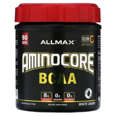 ALLMAX, AMINOCORE BCAA, белый виноград, 945 г (2,1 фунта) / BCAA | Аптека | V4.Ru: Маркетплейс